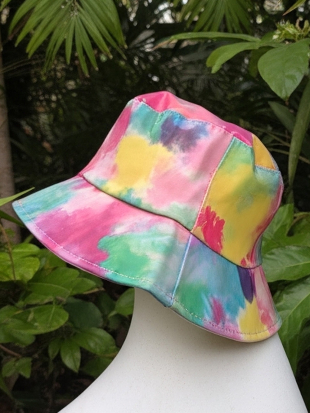 Tie-Dye Bucket Hat in Pink, Yellow, Green & Blue